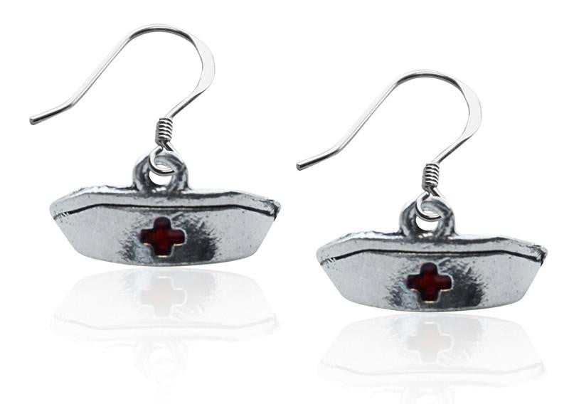 Nurse Hat Charm Earrings in Silver