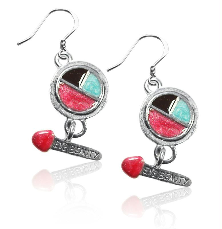 Eye Shadow & Brush Charm Earrings in Silver