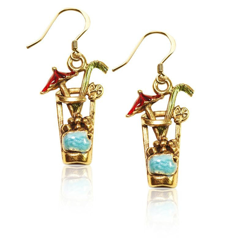 Cocktail Drink Charm Earrings in Gold