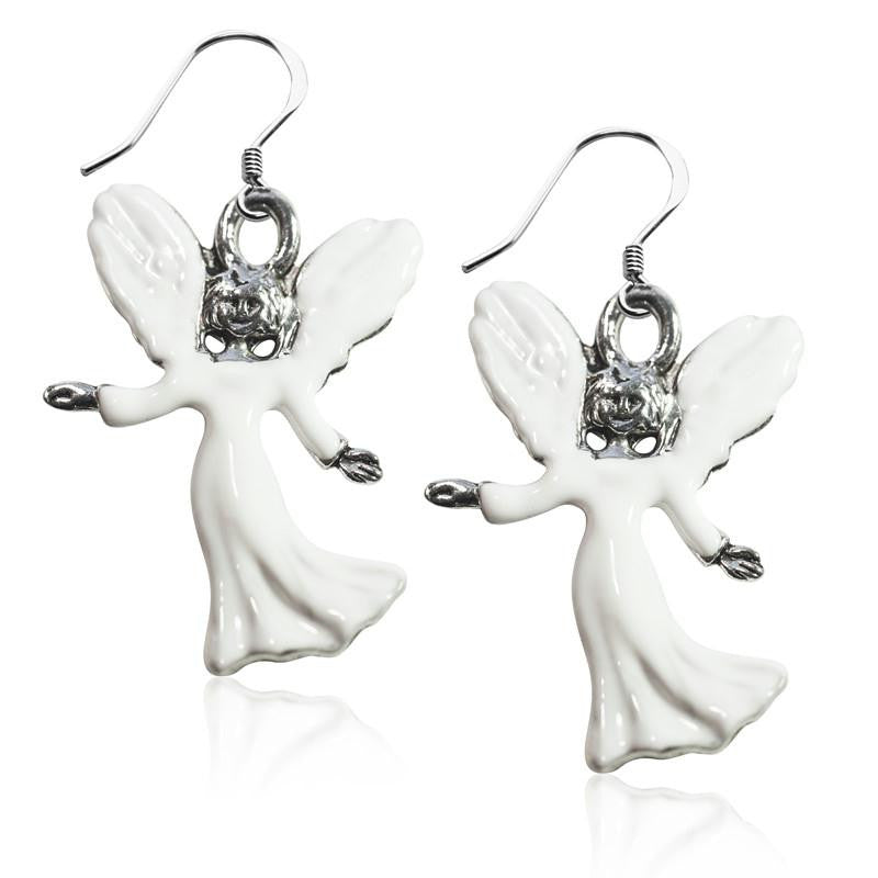 Angel Charm Earrings in Silver