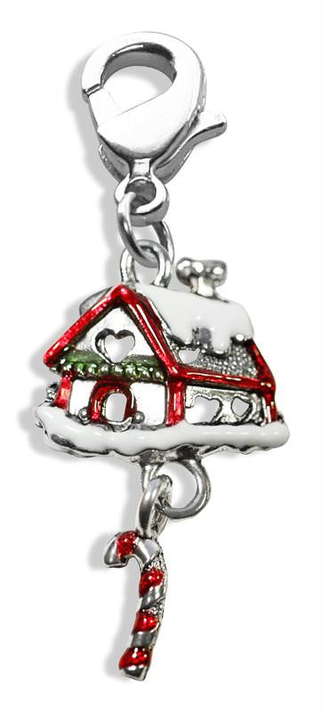 Gingerbread House Charm Dangle in Silver