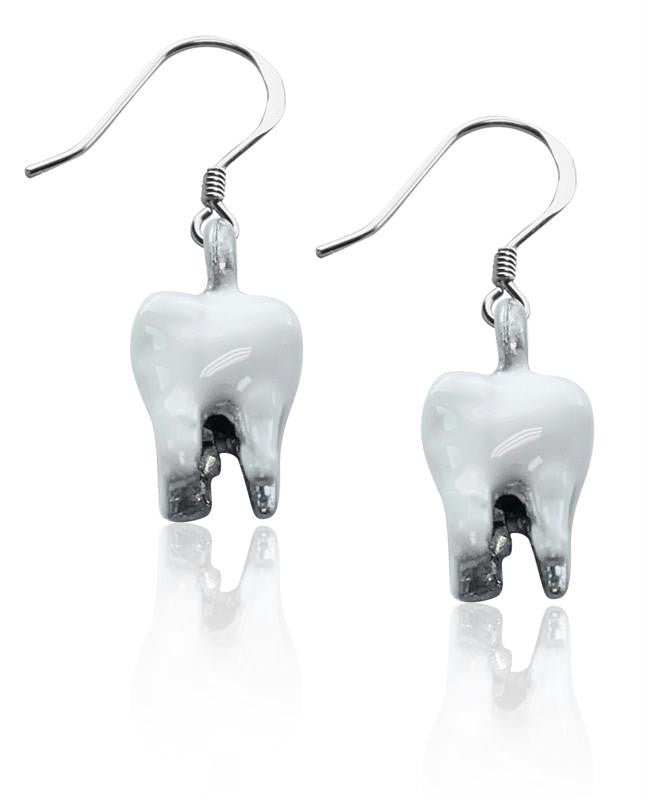 Tooth Charm Earrings in Silver