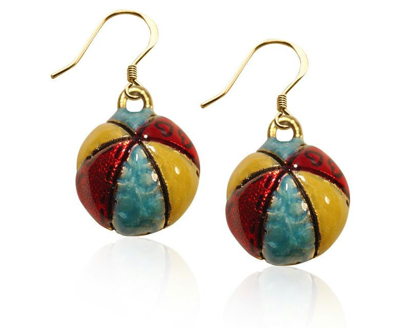 Beach Ball Charm Earrings in Gold