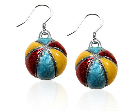 Beach Ball Charm Earrings in Silver