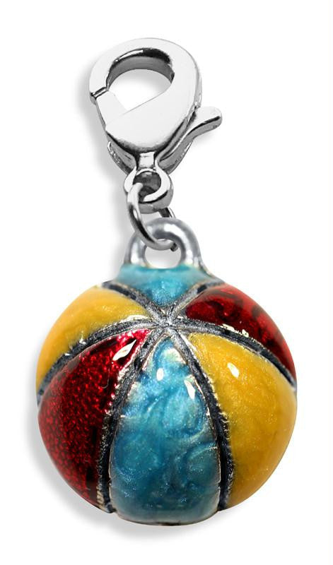 Beach Ball Charm Dangle in Silver