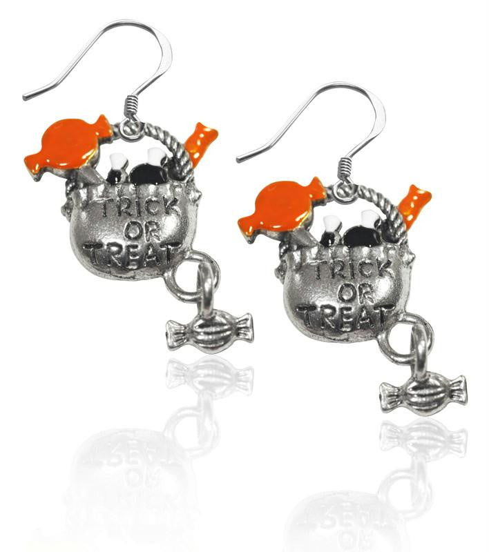 Trick or Treat Charm Earrings in Silver