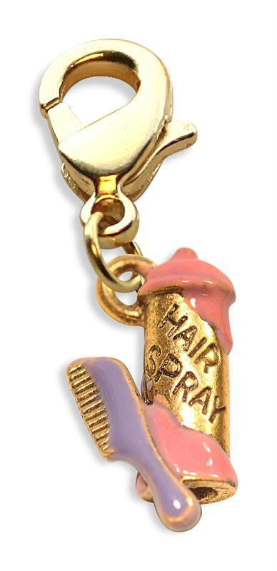 Hair Spray & Comb Charm Dangle in Gold