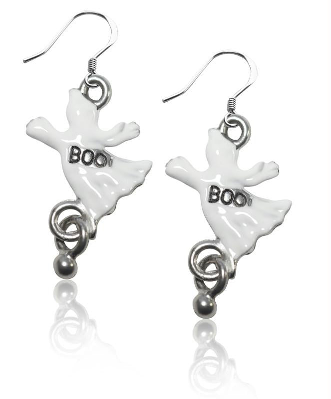 Ghost Charm Earrings in Silver