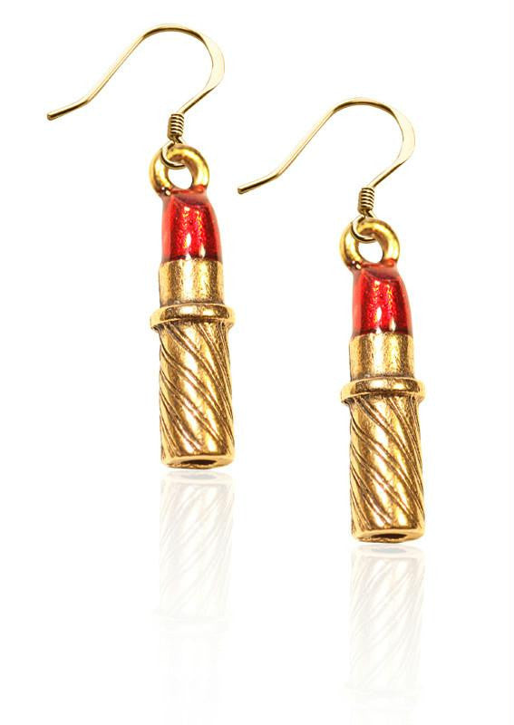 Lipstick Charm Earrings in Gold