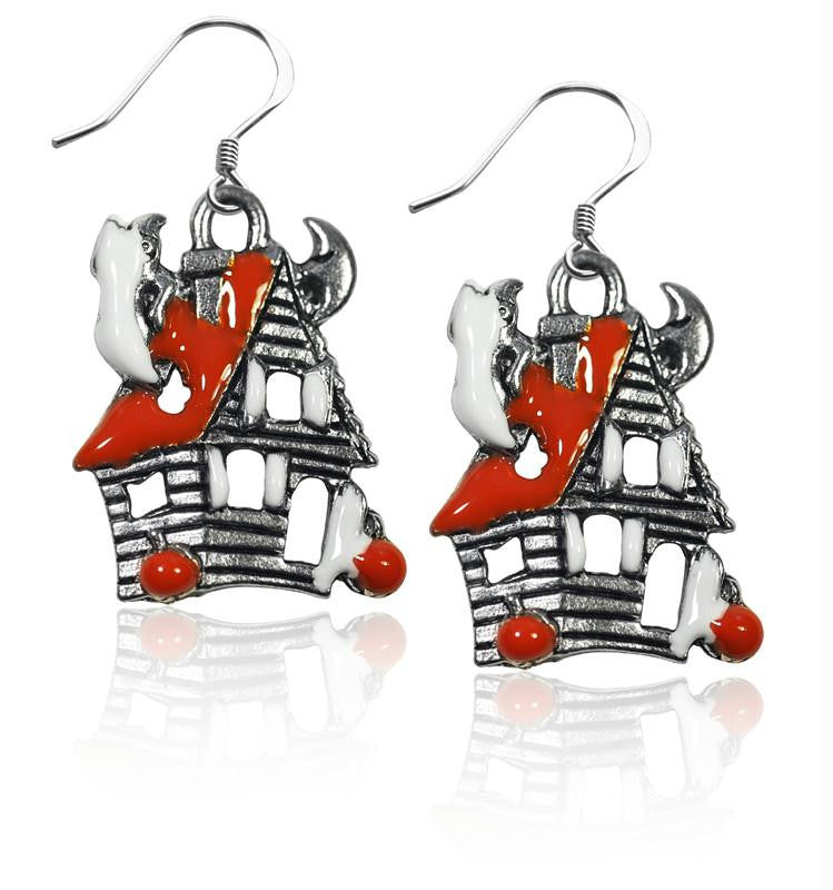 Haunted House Charm Earrings in Silver