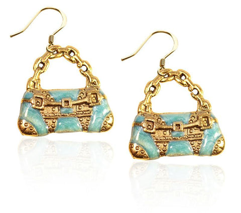 Retro Purse Charm Earrings in Gold