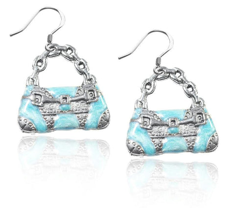 Retro Purse Charm Earrings in Silver