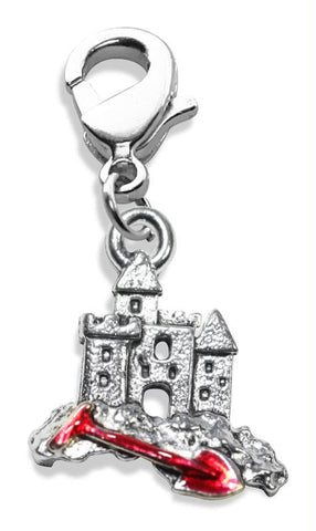 Sandcastle with Shovel Charm Dangle in Silver