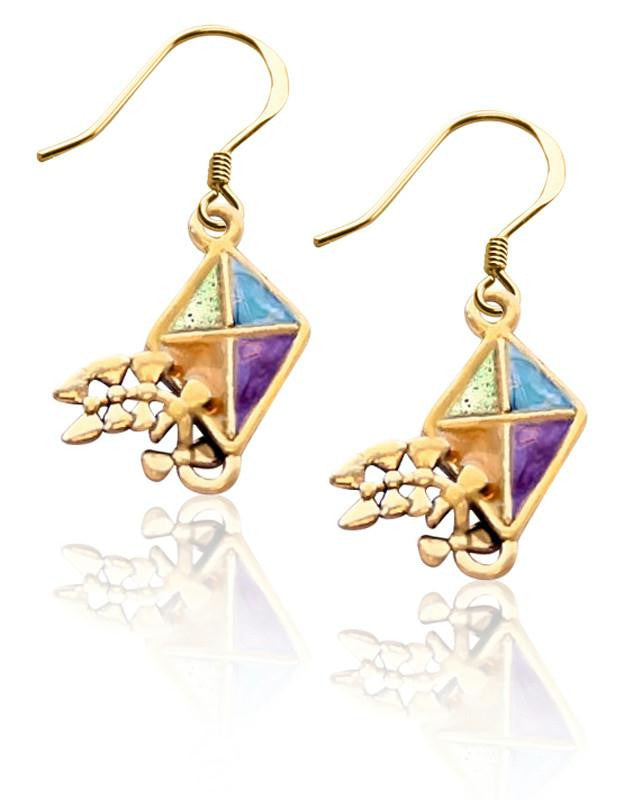 Kite Charm Earrings in Gold