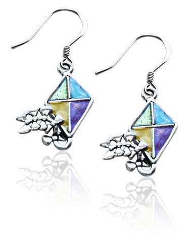 Kite Charm Earrings in Silver