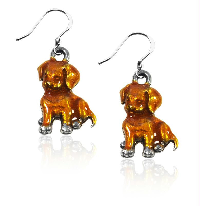 Puppy Charm Earrings in Silver