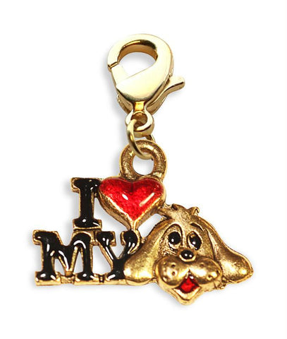 I Love My Dog Charm Dangle in Gold