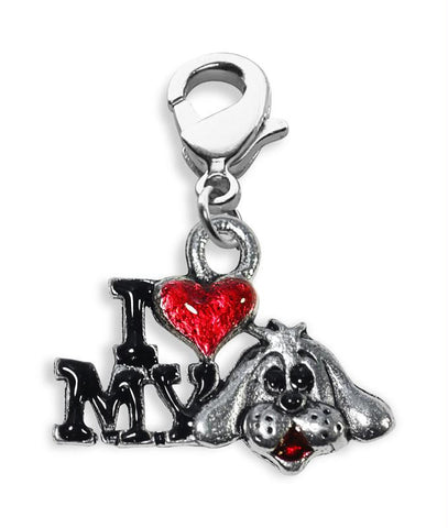 I Love My Dog Charm Dangle in Silver