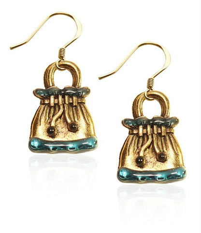 Drawstring Purse Charm Earrings in Gold