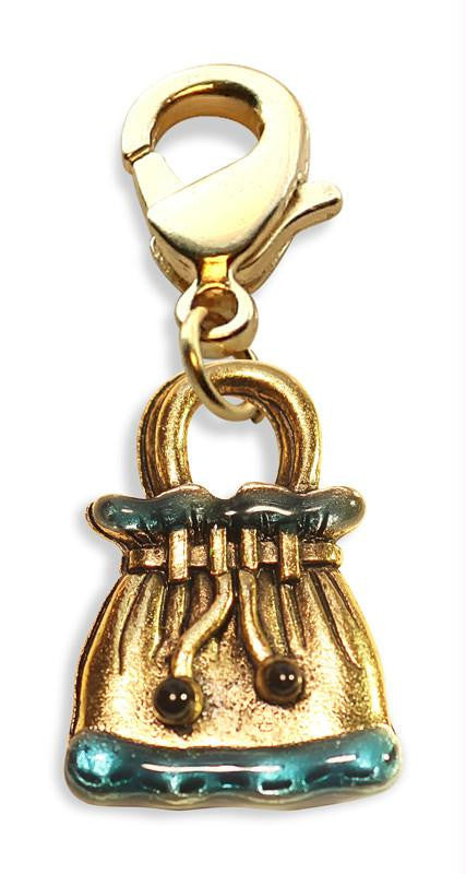 Drawstring Purse Charm Dangle in Gold