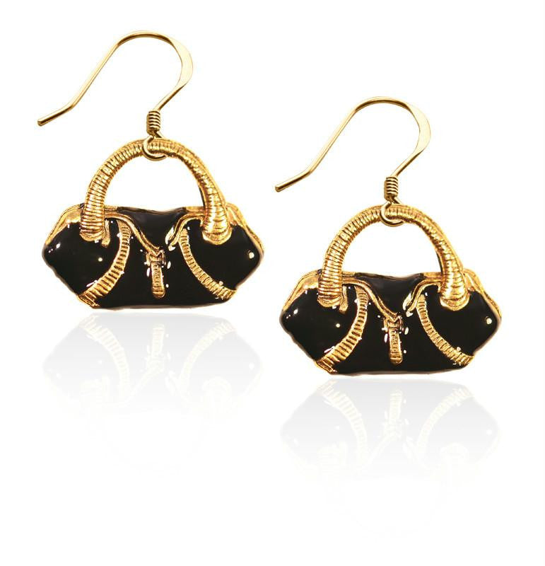 Flap Purse Charm Earrings in Gold