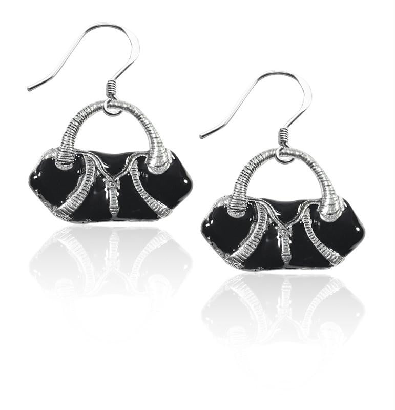 Flap Purse Charm Earrings in Silver