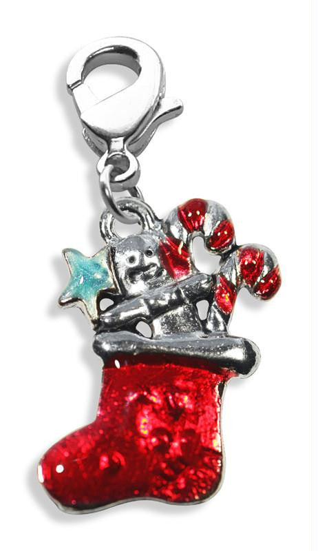 Christmas Stocking Charm Dangle in Silver