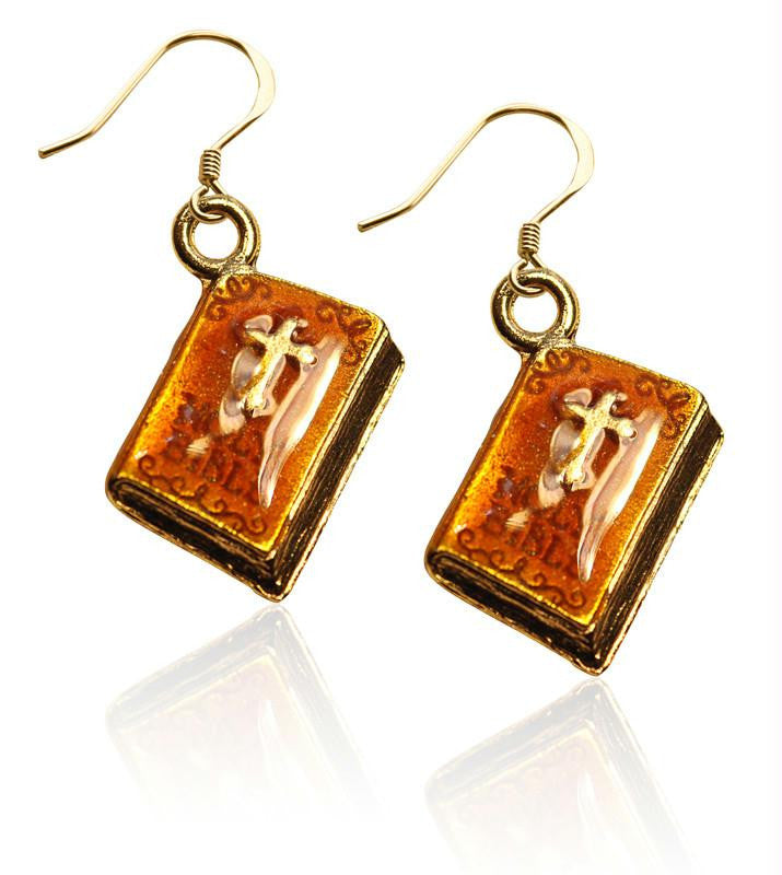 Holy Bible Charm Earrings in Gold