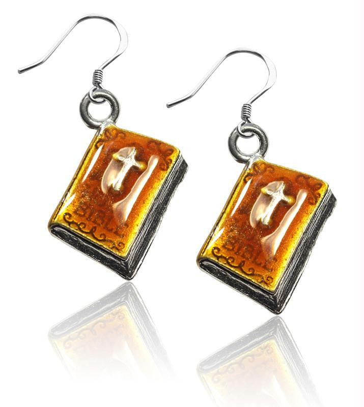 Holy Bible Charm Earrings in Silver