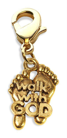 Walk with God Feet Charm Dangle in Gold