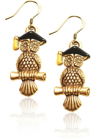 Owl Charm Earrings in Gold