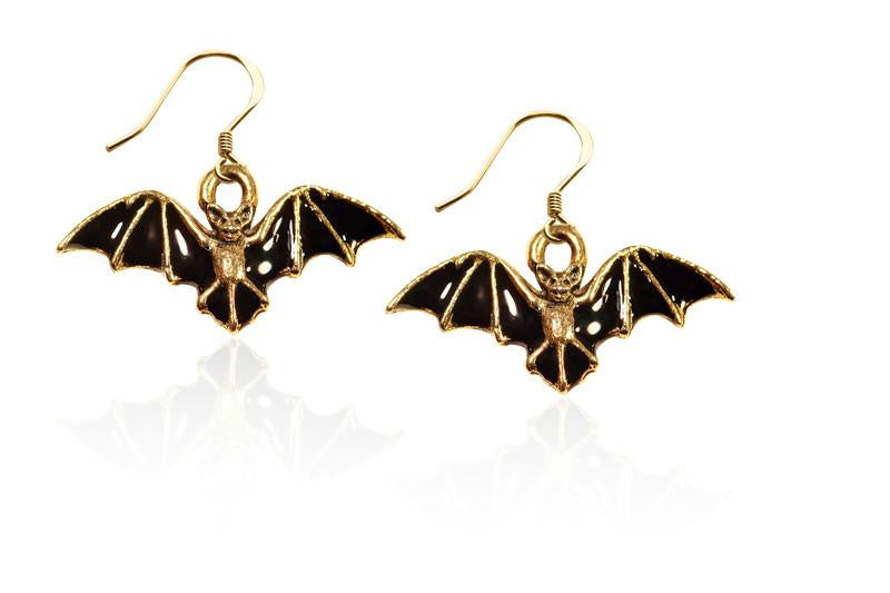 Bat Charm Earrings in Gold