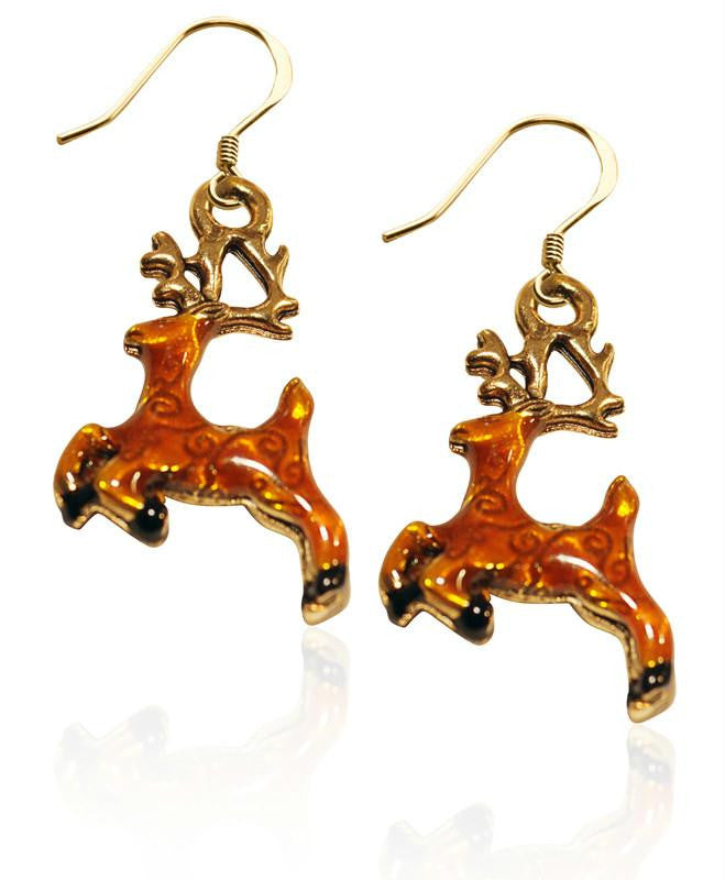 Reindeer Charm Earrings in Gold