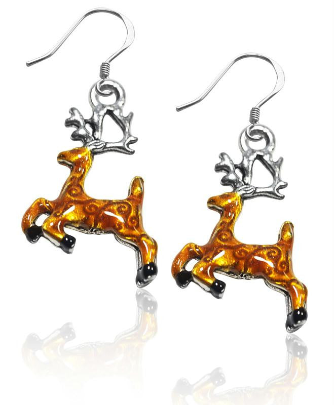 Reindeer Charm Earrings in Silver