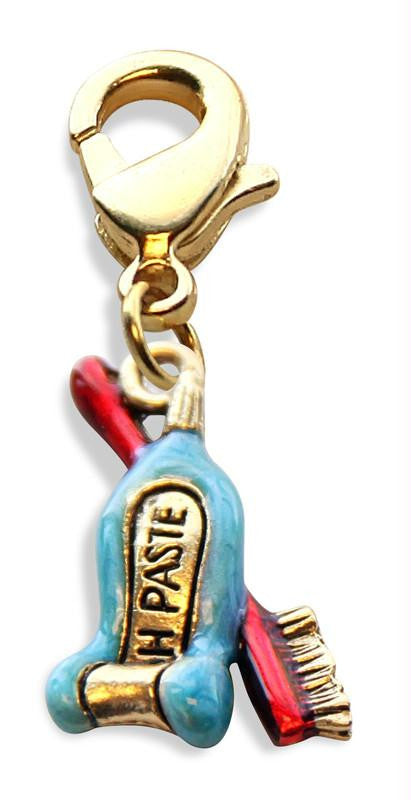 Tooth Paste with Brush Charm Dangle in Gold