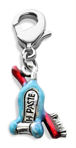 Tooth Paste with Brush Charm Dangle in Silver