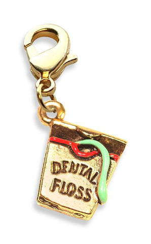 Dental Floss Charm Dangle in Gold