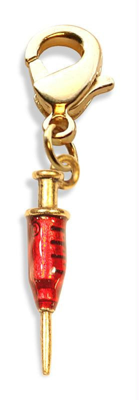 Syringe Charm Dangle in Gold