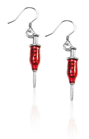 Syringe Charm Earrings in Silver