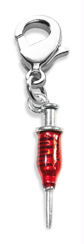 Syringe Charm Dangle in Silver