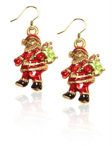 Santa Claus Charm Earrings in Gold