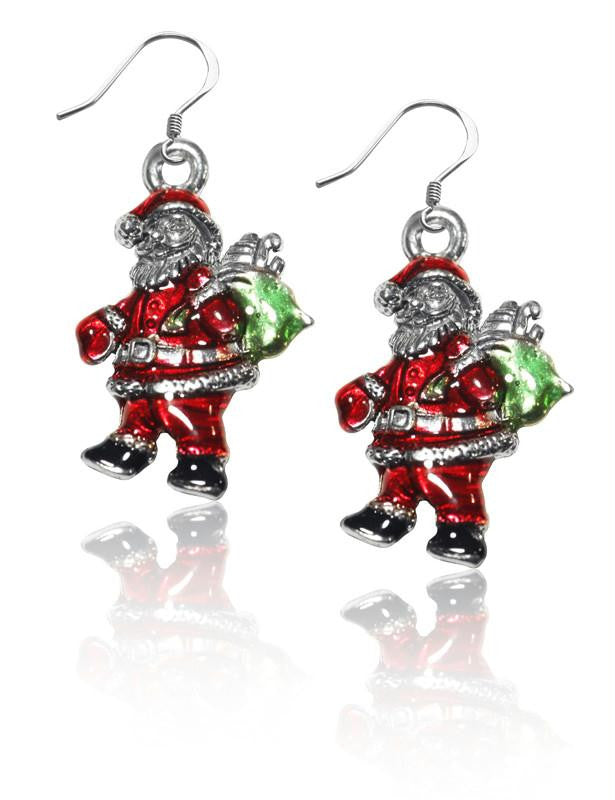 Santa Claus Charm Earrings in Silver