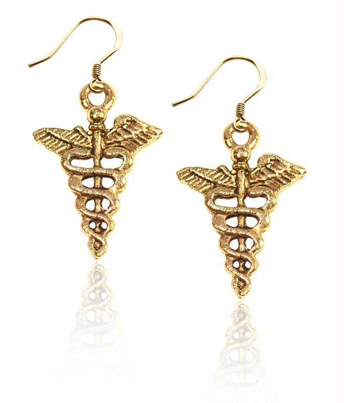 Medical Symbol Charm Earrings in Gold