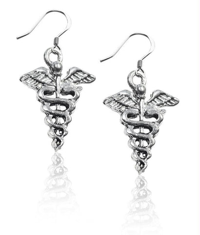 Medical Symbol Charm Earrings in Silver