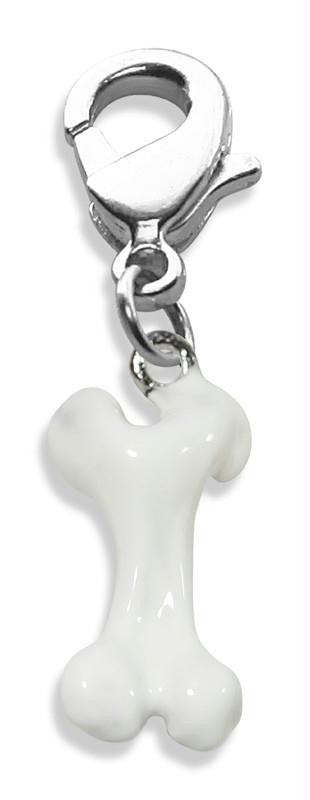 Dog Bone Charm Dangle in Silver