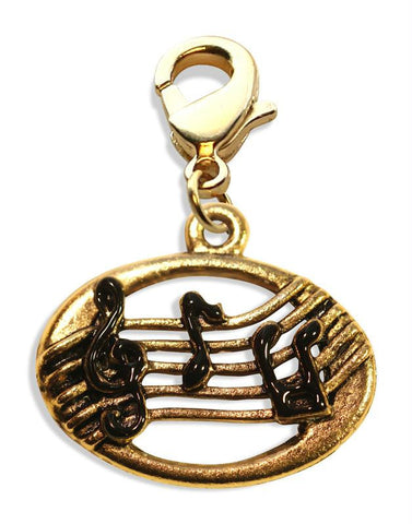 Disc with Musical Notes Charm Dangle in Gold