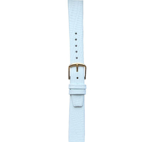 Leather Watchband Large White Skin with Gold Clasp