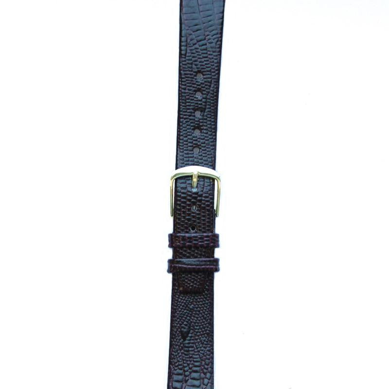 Leather Watchband Large Purple Skin with Gold Clasp