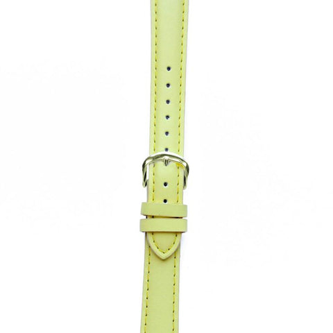 Leather Watchband Large Yellow Padded with Gold Clasp