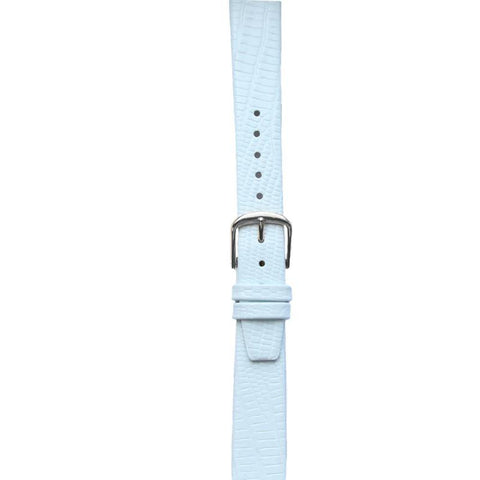 Leather Watchband Large White Skin with Silver Clasp